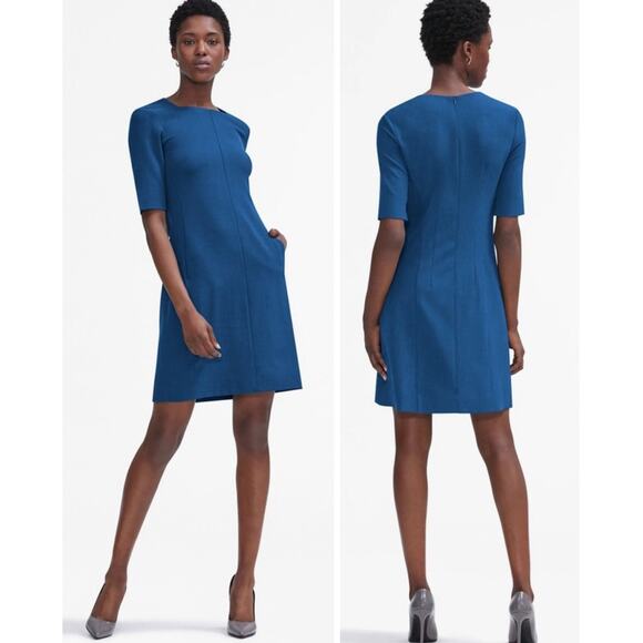 M.M.LAFLEUR THE EMILY DRESS SIDE POCKETS ANTI-ODOR RECYCLED BLUE WOMEN SIZE 8 - Picture 12 of 12